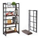 Coavas No-Assembly Folding-Bookshelf Storage Shelves 4 Tiers Bookcase Home Office Cabinet Industrial Standing Racks Study Organizer 23.6 X 11.8 X 49.4 Inches...