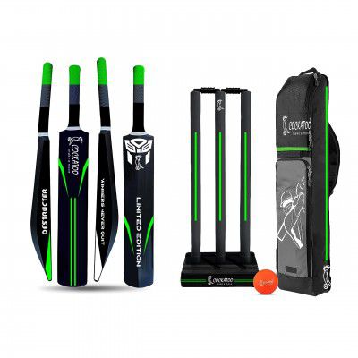 Cockatoo Destructor Complete Cricket Set, Cricket Kit Combo, Cricket Bat (30.5'' x 4.0'') with 3 Stumps Wicket Set and 1 Tennis Ball, Size-5(8-12 Years)