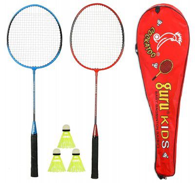 Cockatoo Economy Badminton Set, Pack of Two Racquet with 3 Shuttle & Cover, Size 27 Inch (K-Track)