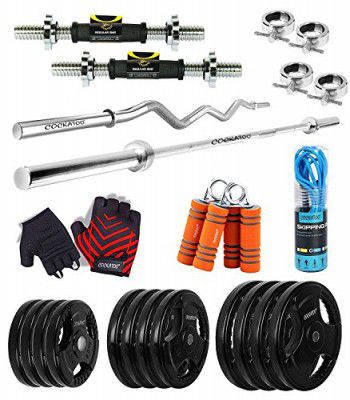 Cockatoo Professional Gym Training Home Gym Set with Regular Metal Integrated Rubber Plates; Home Gym Combo
