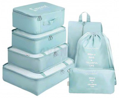 Cockatoo Jet-Set 7 Pc Travel Storage Bag,Travel Organizer Bags for Luggage,Material: Twill Cloth