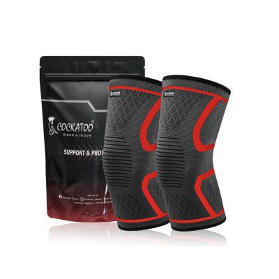 Cockatoo Knee Support For Men,Knee Cap Compression Support for Gym Running, (C-KNEE333-RED, L)