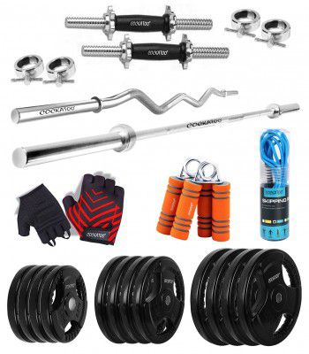 Cockatoo Professional Gym Training (10 Kg to 200 Kg) Home Gym Set with Regular Metal Integrated Rubber Plates
