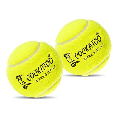 Cockatoo Rubber Cricket Tennis Ball,Suitable for All Skill Levels (120 Gr Per Ball - Pack of 2-Yellow)