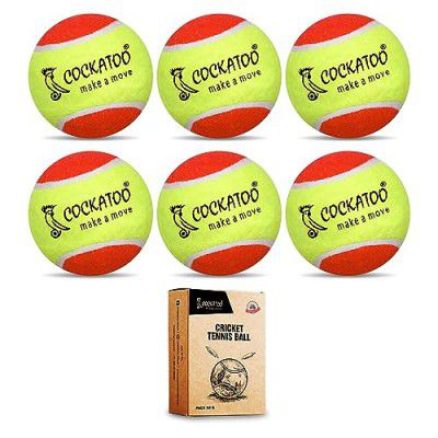 Cockatoo Rubber Cricket Tennis Ball, Construction of Tennis Ball for Cricket for Optimal Performance,Suitable for All Skill Levels. (120 Gr Per Ball-Pack of 6-Yellow Orange)
