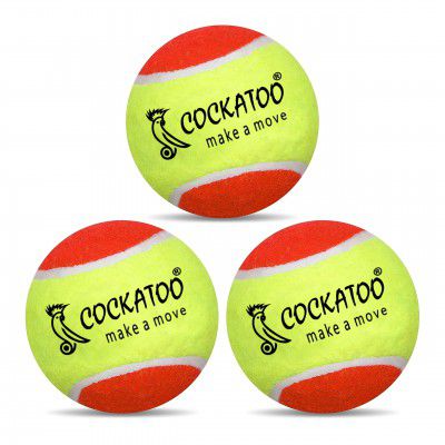 Cockatoo Rubber Cricket Tennis Ball, Construction of Tennis Ball for Cricket for Optimal Performance (120 Gr Per Ball -Pack of 3-Yellow Orange)