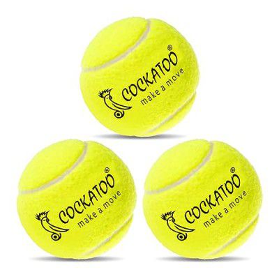 Cockatoo Rubber Cricket Tennis Ball, (120 Gr Per Ball -Pack of 3-Yellow)