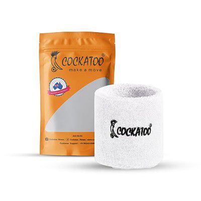 Cockatoo Wrist Band for Men Gym,Wrist Band for Badminton (White)