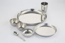 Coconut Bindi Stainless Steel Dinner Set with Side Bindi Design - Set of 7...