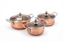 Coconut Minar Copper with Glass Lid Cookware Set (Stainless Steel, Copper, 3 - Piece)...
