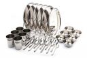Coconut Stainless Steel (Heavy Guage) Mirror Finish Happy Dinner Set/Dinnerware & Serveware - 30 Pc...