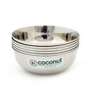coconut Stainless Steel Chaliya Bowl/Vati/Katori - Set of 6 - Diamater - 10 Cm -Capacity Each Bowl 250ML...