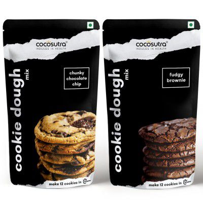Cocosutra Cookie Dough Mix Combo Pack | Chunky Chocolate Chip & Fudgy Brownie | 440 g