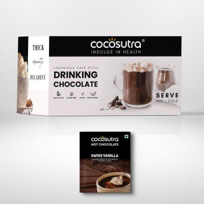 COCOSUTRA Drinking Chocolate Mix | Swiss Vanilla | 20 Single-Serve Sachets (20g Each)