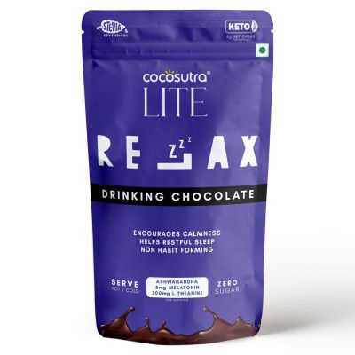 Cocosutra RELAX Sugar-Free Drinking Chocolate with Melatonin & Ashwagandha | Ages 14+ | 200g | 10 Servings