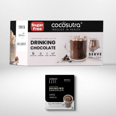 COCOSUTRA Sugar Free Drinking Chocolate | Swiss Vanilla Hot Chocolate | 20 Sachets | 400g