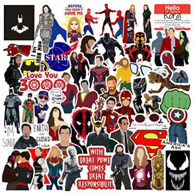CodersParadise Pack of 52 Superhero Vinyl Stickers for Laptop, Journal, Phone Case - Waterproof Residue Free Stickers - Marvel, Avengers, Self-Adhesive, 7.6 cms