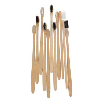 COHEALI Natural Bamboo Toothbrushes Extra Soft Bristles Soft Natural Bristle Toothbrush 20 Pcs(10Pcs Black+ 10Pcs White)