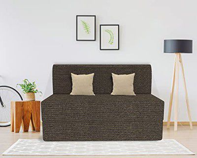 Coirfit Jute Fabric Washable Cover with Free Cushions 3 Seater Folding Sofa Cum Bed (Brown, 5' X 6' Feet)