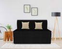Coirfit Single Seater, 3' X 6' Feet Folding Sofa Cum Bed - Perfect for Guests - Jute Fabric Washable Cover with Free Cushions - Black...