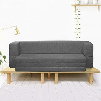 Coirfit Smart Homes Two Seater, 4' X 6' Feet Folding Sofa Cum Bed - Perfect for Guests - Jute Fabric - Grey