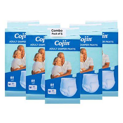 Cojin Adult Diaper Pants - M Size (Pack of 5) - 100 pcs