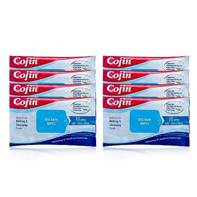 Cojin Premium Bed Bath Wipes combo of 8 packs (80 bath wipes) Extra Large|Extra thick|Enriched with Aloe Vera & Vitamin E