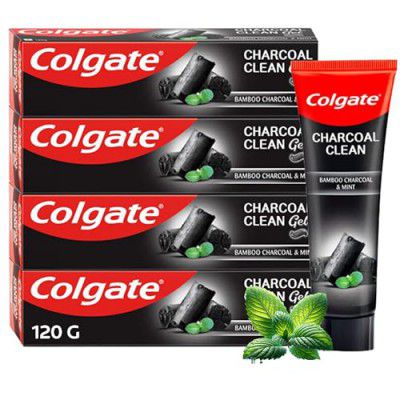 Colgate Charcoal Clean Black Gel Toothpaste, Pack of 480g (120g x4)