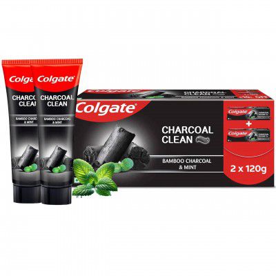 Colgate Charcoal Clean Black Gel Toothpaste, Pack of 240g (120g X 2)