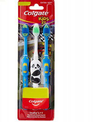 Colgate Kids Manual Toothbrush For 2+ Years, 3Pcs , With Extra Soft Bristles,Multicolour
