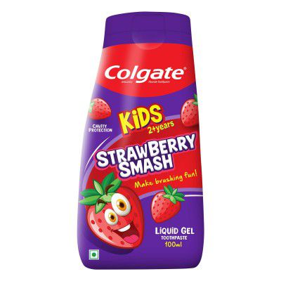 Colgate Kids Toothpaste in a Fun Squeezy Bottle, Strawberry Flavor Gel Tooth Paste Age 2-6yrs, 100ml