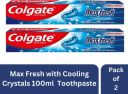 Colgate Max Fresh with Cooling Crystals Cool Mint 10X longer Lasting(PACK OF 2) 100ml Toothpaste (200 ml)...