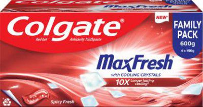 Colgate MaxFresh Toothpaste, Red Gel Paste with Menthol - Spicy Fresh (Combo Pack) Toothpaste  (600 g)