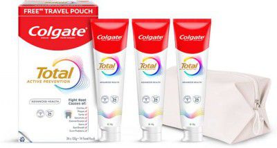 Colgate Total Advanced Health Toothpaste, 450g and Travel Pouch Toothpaste, (450 g, Pack of 3)