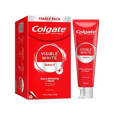 Colgate Visible White Toothpaste, 480g (Combo Pack of 4 x 120g)