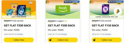 Amazon Fresh : Collect Fresh Rs.400-100 Cashback Offers