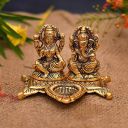Collectible India Lakshmi Laxmi Ganesh murti Idol Ganesha Diya puja Deepak - Metal Lakshmi Ganesh Statue - Diwali Home Decoration Items - Lakshmi Ganesh for Diwali Showpiece Oil Lamp...