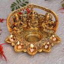 Collectible India Laxmi Ganesh Saraswati Idol Diya Oil Lamp Deepak - Metal Lakshmi Ganesha Showpiece Statue - Traditional Diya for Diwali Puja - Diwali Home Decoration Items Gifts (1) (1)...