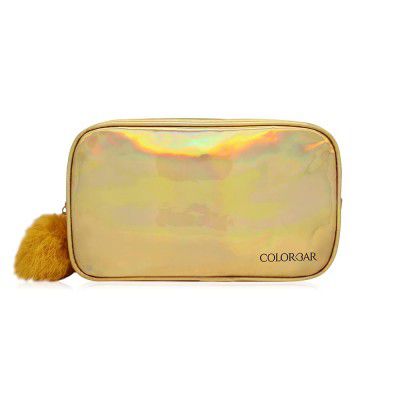 Colorbar POM POM Travel KIT - Glam Gold II Use to Keep Everyday Beauty Essentials II Serves as Travel Case, Jewellery Pouch II PU Outer & Polyester Inner Material