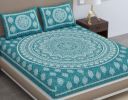 Colorish 120 TC Cotton Blend Mandala Printed Jaipuri Bedsheet for Double Bed King Size with 2 Pillow Covers...