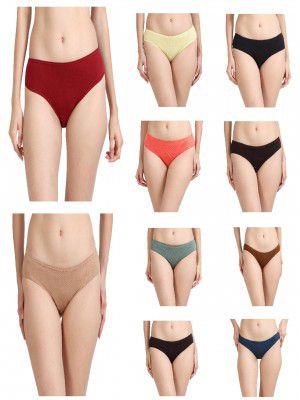Colour And Comfort Women's Hipster Panty Inner Elastic (Pack of 10)