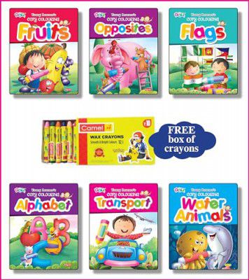 Colouring Fun Pack of 6 Books With Free Crayons
