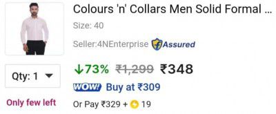 Colours n' Collars Men Regular Fit Solid Spread Collar Formal Shirt