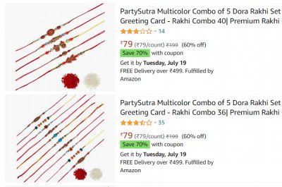 Combo of 5 Rakhi Set @ ₹23.7