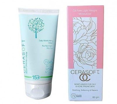Combo Of Cerasoft Daily Moisturising Cream 150Gm And Cerasoft OC Moistrurizer Cream - 60gm (All Skin Types)