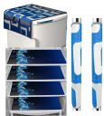 Combo of Flower Decorative 1 Fridge Top and 2 Handle Cover with 4 Refrigerator Mat (Blue and White) -7 Pieces...