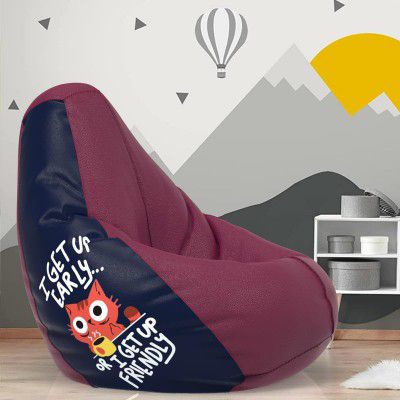 ComfyBean Bag with Beans Filled 4XL- Official: Jack & Mayers Bean Bags - for Adults - Max User Height : 5.5-6 Ft.-Weight : 70-99 Kgs(Model: I get up Early - Maroon Indigo)