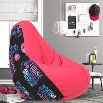 ComfyBean Bag with Beans Filled 4XL- Official: MTV Bean Bags - for Adults - Max User Height : 5.5-6 Ft.-Weight : 70-99 Kgs(Model: MTV_ARTWORK-18 - Pink)