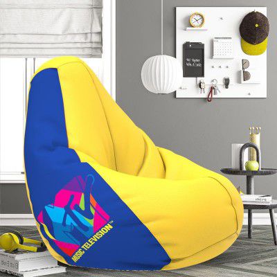 ComfyBean Bag with Beans Filled 4XL- Official: MTV Bean Bags - for Adults - Max User Height : 5.5-6 Ft.-Weight : 70-99 Kgs(Model: MTV_Artwork-8 - Yellow)