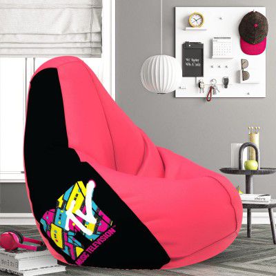 ComfyBean Bag with Beans Filled 4XL- Official: MTV Bean Bags - for Adults - Max User Height : 5.5-6 Ft.-Weight : 70-99 Kgs(Model: MTV_ARTWORK-10b - Pink)